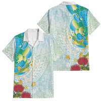 Japanese and Hawaiian Culture Fusion Family Matching Mermaid Dress and Hawaiian Shirt Irezumi with Turtles and Lei Kakau Pattern Fresh Vibe LT03 Dad's Shirt - Short Sleeve Multicolor - Polynesian Pride