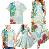 Japanese and Hawaiian Culture Fusion Family Matching Summer Maxi Dress and Hawaiian Shirt Irezumi with Turtles and Lei Kakau Pattern Fresh Vibe LT03 - Polynesian Pride