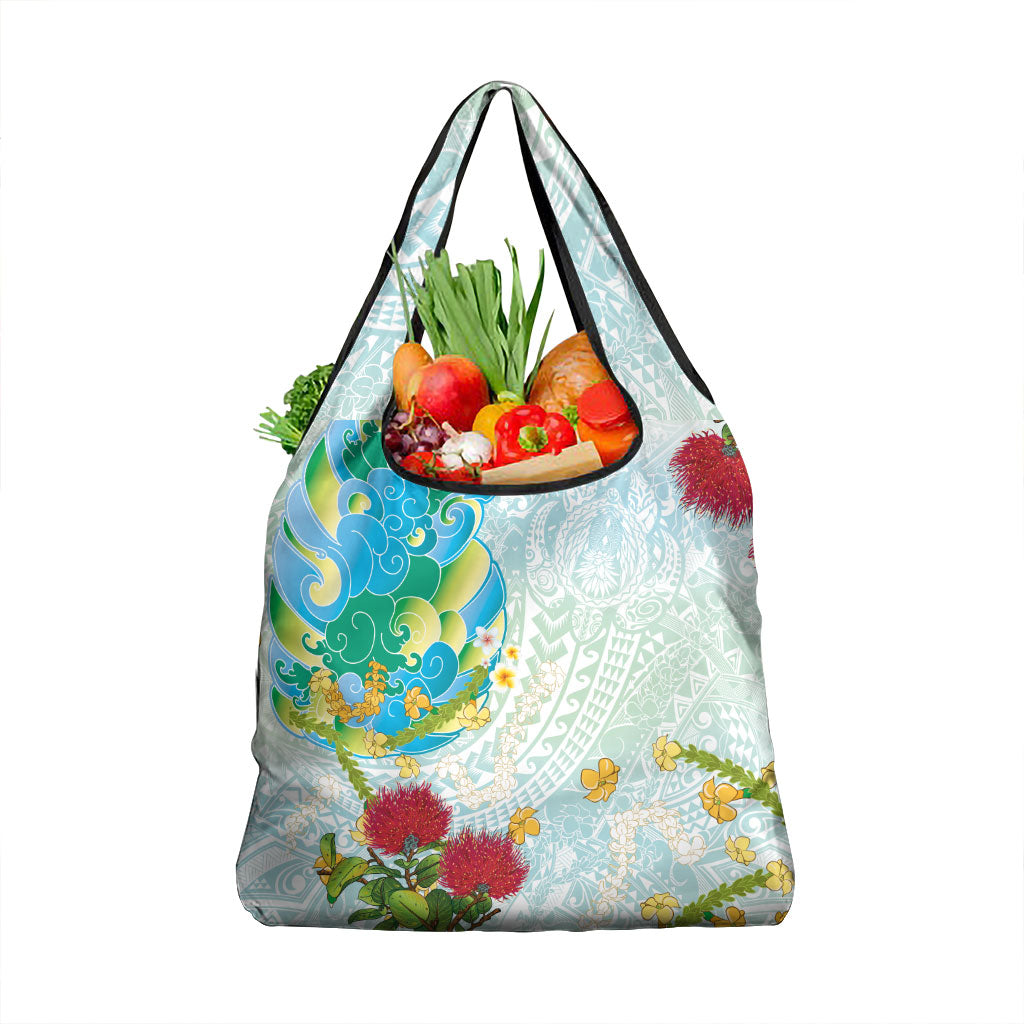 Japanese and Hawaiian Culture Fusion Grocery Bag Irezumi with Turtles and Lei Kakau Pattern Fresh Vibe LT03 1-pack One Size Multicolor - Polynesian Pride