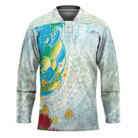 Japanese and Hawaiian Culture Fusion Hockey Jersey Irezumi with Turtles and Lei Kakau Pattern Fresh Vibe LT03 Unisex Multicolor - Polynesian Pride