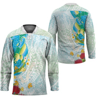 Japanese and Hawaiian Culture Fusion Hockey Jersey Irezumi with Turtles and Lei Kakau Pattern Fresh Vibe LT03 - Polynesian Pride