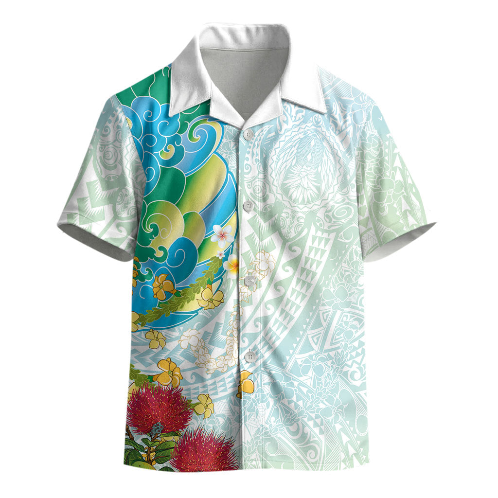 Japanese and Hawaiian Culture Fusion Kid Hawaiian Shirt Irezumi with Turtles and Lei Kakau Pattern Fresh Vibe LT03 - Polynesian Pride