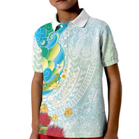 Japanese and Hawaiian Culture Fusion Kid Polo Shirt Irezumi with Turtles and Lei Kakau Pattern Fresh Vibe LT03 Kid Multicolor - Polynesian Pride