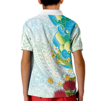 Japanese and Hawaiian Culture Fusion Kid Polo Shirt Irezumi with Turtles and Lei Kakau Pattern Fresh Vibe LT03 - Polynesian Pride