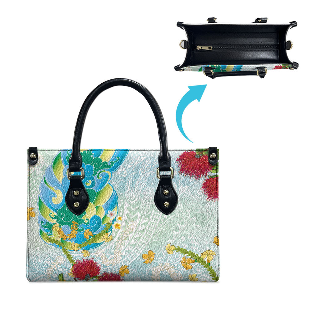Japanese and Hawaiian Culture Fusion Leather Bag Irezumi with Turtles and Lei Kakau Pattern Fresh Vibe LT03 - Polynesian Pride
