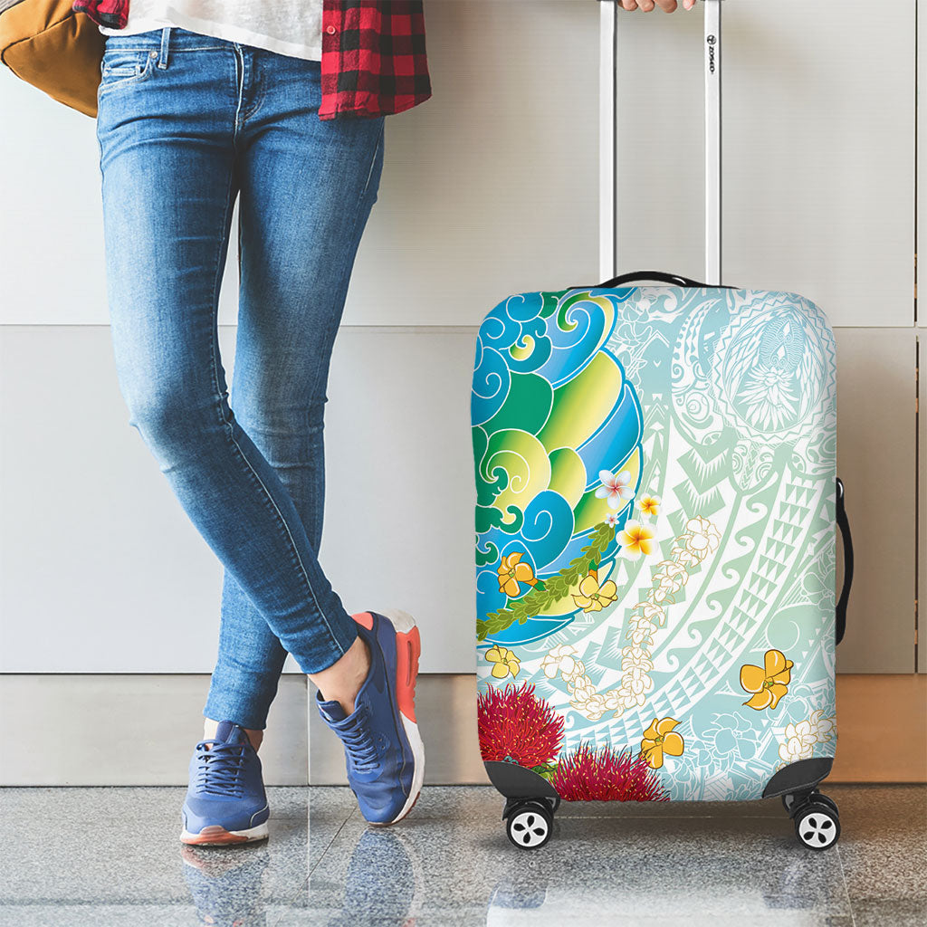 Japanese and Hawaiian Culture Fusion Luggage Cover Irezumi with Turtles and Lei Kakau Pattern Fresh Vibe LT03 - Polynesian Pride