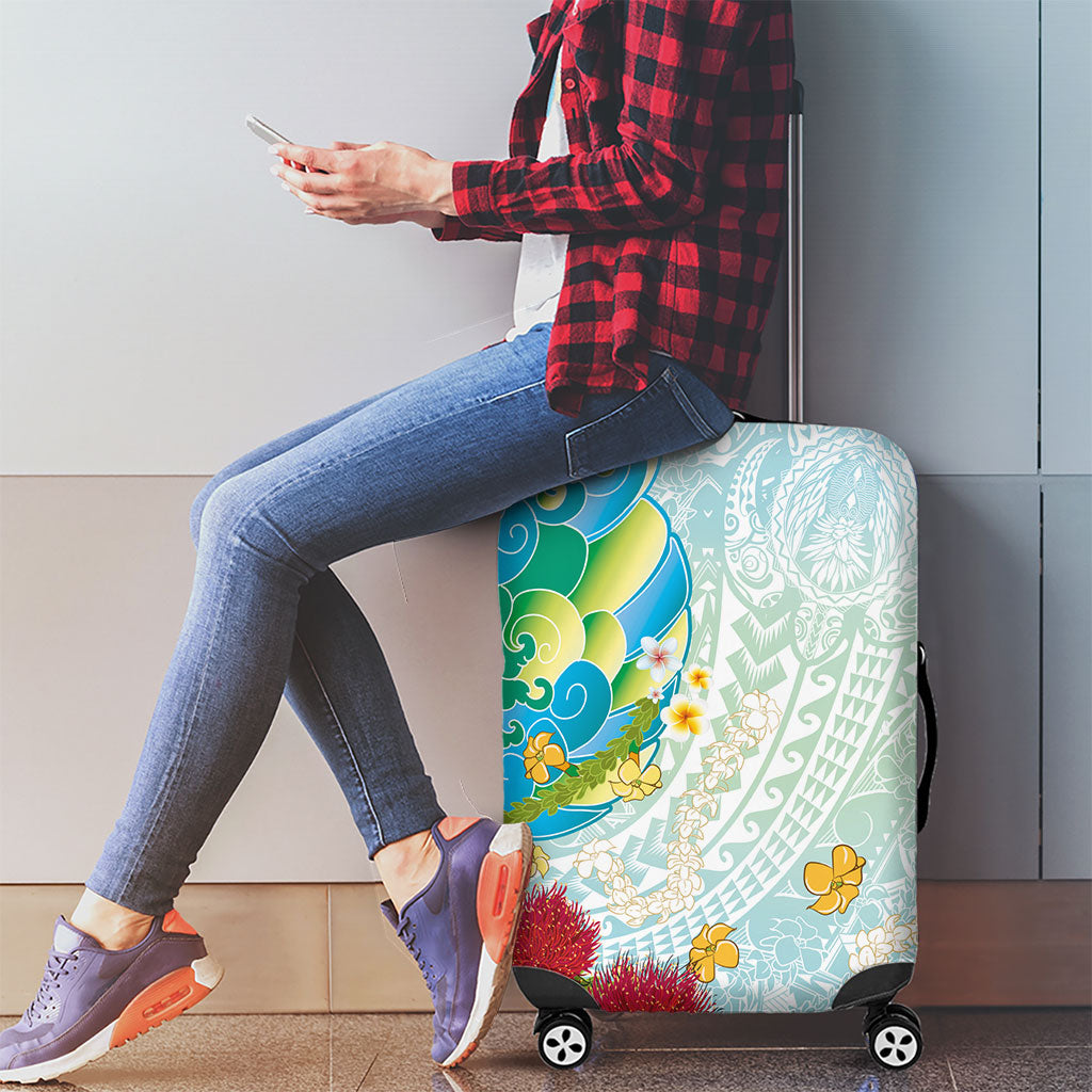 Japanese and Hawaiian Culture Fusion Luggage Cover Irezumi with Turtles and Lei Kakau Pattern Fresh Vibe LT03 - Polynesian Pride