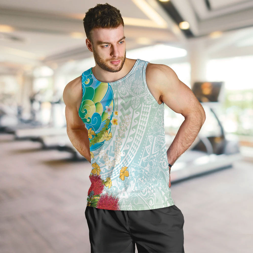 Japanese and Hawaiian Culture Fusion Men Tank Top Irezumi with Turtles and Lei Kakau Pattern Fresh Vibe