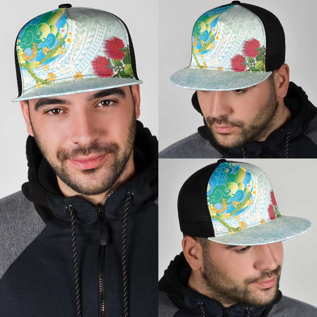 Japanese and Hawaiian Culture Fusion Mesh Trucker Cap Irezumi with Turtles and Lei Kakau Pattern Fresh Vibe LT03 - Polynesian Pride