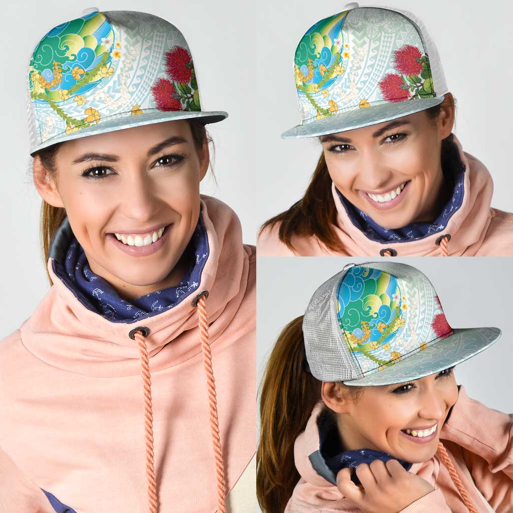 Japanese and Hawaiian Culture Fusion Mesh Trucker Cap Irezumi with Turtles and Lei Kakau Pattern Fresh Vibe LT03 - Polynesian Pride