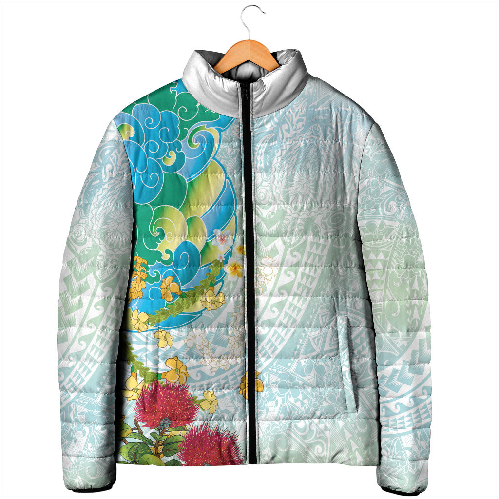 Japanese and Hawaiian Culture Fusion Padded Jacket Irezumi with Turtles and Lei Kakau Pattern Fresh Vibe LT03 - Polynesian Pride