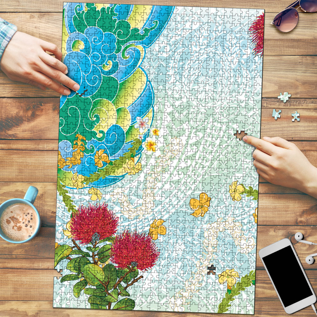 Japanese and Hawaiian Culture Fusion Puzzle Irezumi with Turtles and Lei Kakau Pattern Fresh Vibe