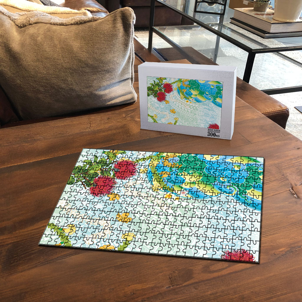 Japanese and Hawaiian Culture Fusion Puzzle Irezumi with Turtles and Lei Kakau Pattern Fresh Vibe LT03 - Polynesian Pride