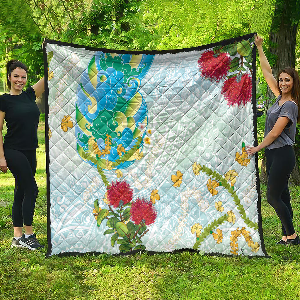 Japanese and Hawaiian Culture Fusion Quilt Irezumi with Turtles and Lei Kakau Pattern Fresh Vibe LT03 - Polynesian Pride