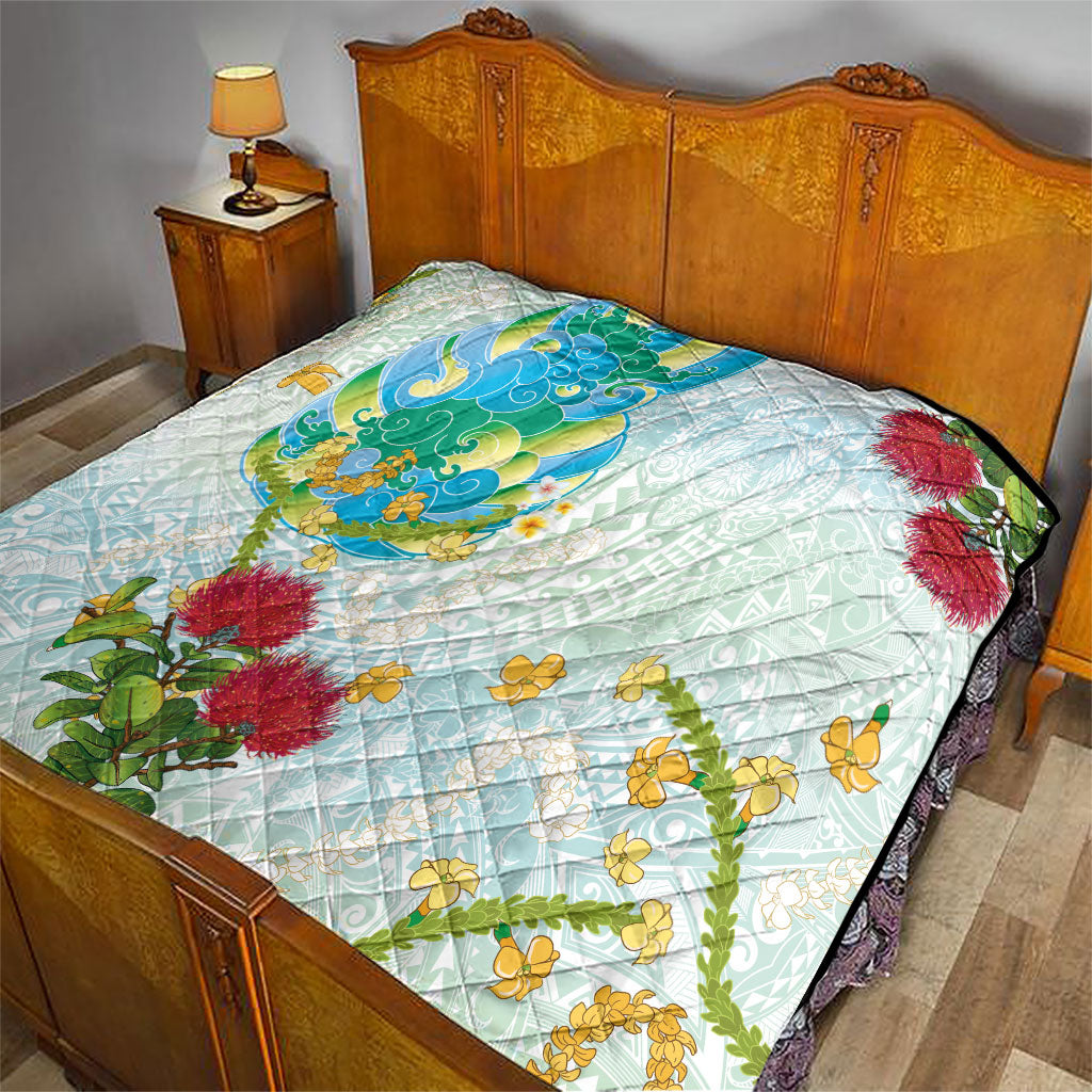 Japanese and Hawaiian Culture Fusion Quilt Irezumi with Turtles and Lei Kakau Pattern Fresh Vibe LT03 - Polynesian Pride