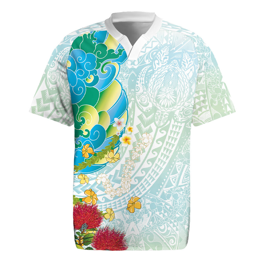 Japanese and Hawaiian Culture Fusion Rugby Jersey Irezumi with Turtles and Lei Kakau Pattern Fresh Vibe LT03 Multicolor - Polynesian Pride