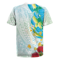 Japanese and Hawaiian Culture Fusion Rugby Jersey Irezumi with Turtles and Lei Kakau Pattern Fresh Vibe LT03 - Polynesian Pride