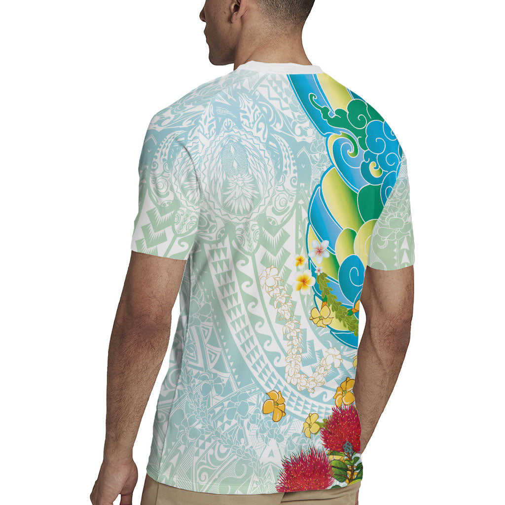 Japanese and Hawaiian Culture Fusion Rugby Jersey Irezumi with Turtles and Lei Kakau Pattern Fresh Vibe LT03 - Polynesian Pride