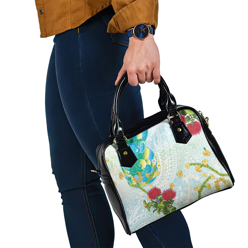 Japanese and Hawaiian Culture Fusion Shoulder Handbag Irezumi with Turtles and Lei Kakau Pattern Fresh Vibe LT03 - Polynesian Pride