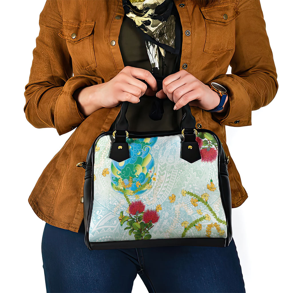 Japanese and Hawaiian Culture Fusion Shoulder Handbag Irezumi with Turtles and Lei Kakau Pattern Fresh Vibe LT03 - Polynesian Pride
