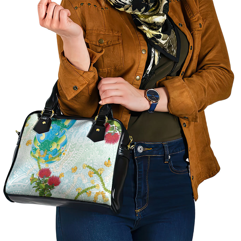 Japanese and Hawaiian Culture Fusion Shoulder Handbag Irezumi with Turtles and Lei Kakau Pattern Fresh Vibe LT03 - Polynesian Pride