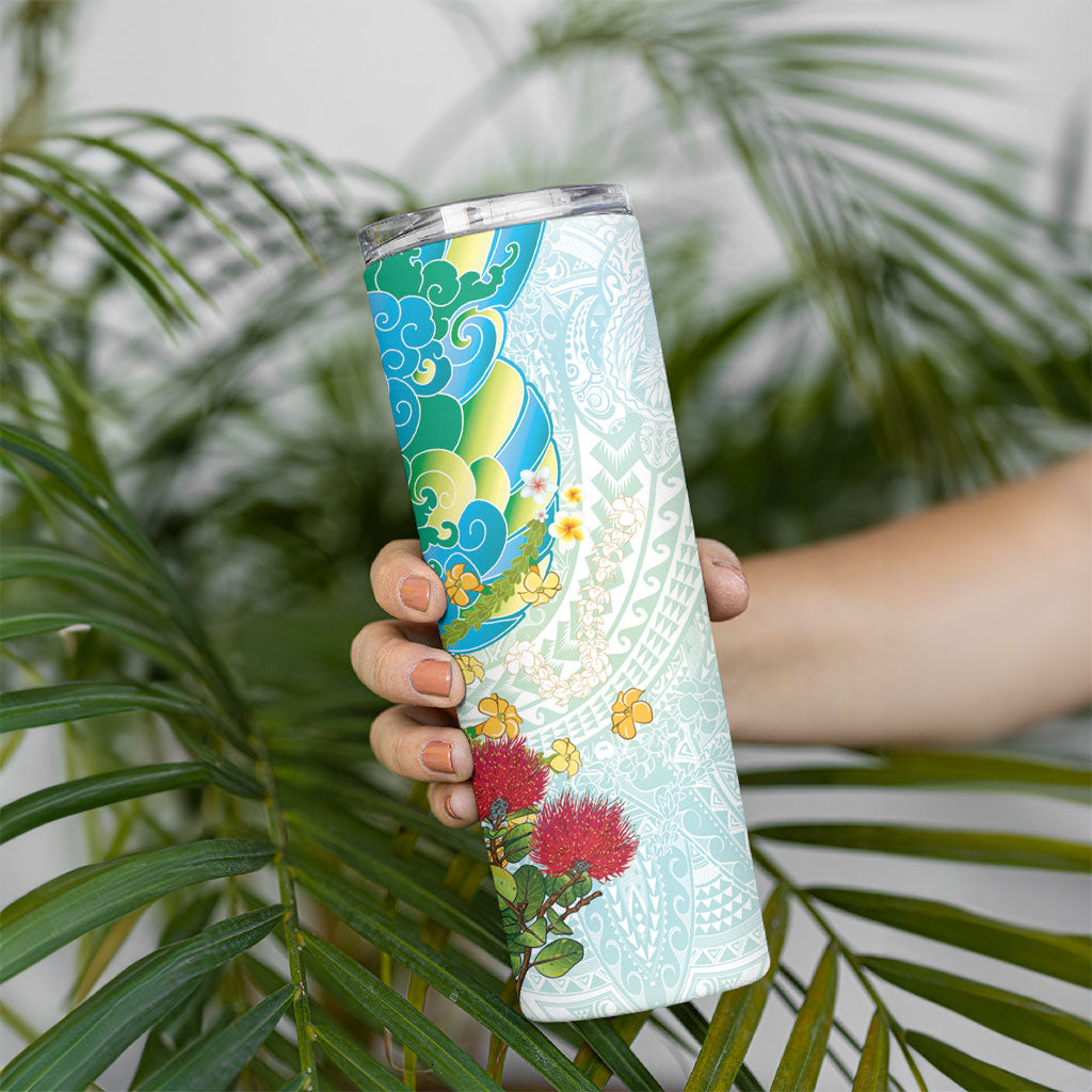 Japanese and Hawaiian Culture Fusion Skinny Tumbler Irezumi with Turtles and Lei Kakau Pattern Fresh Vibe LT03 - Polynesian Pride