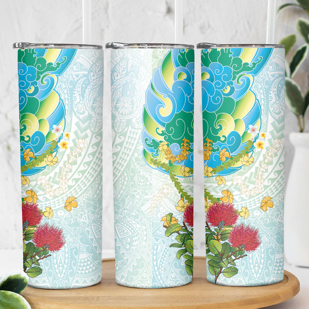 Japanese and Hawaiian Culture Fusion Skinny Tumbler Irezumi with Turtles and Lei Kakau Pattern Fresh Vibe LT03 - Polynesian Pride