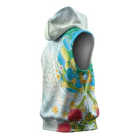 Japanese and Hawaiian Culture Fusion Sleeveless Hoodie Irezumi with Turtles and Lei Kakau Pattern Fresh Vibe LT03 - Polynesian Pride