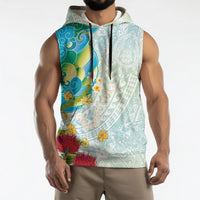 Japanese and Hawaiian Culture Fusion Sleeveless Hoodie Irezumi with Turtles and Lei Kakau Pattern Fresh Vibe LT03 - Polynesian Pride