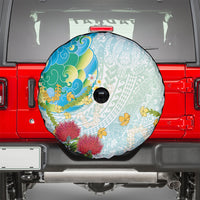 Japanese and Hawaiian Culture Fusion Spare Tire Cover Irezumi with Turtles and Lei Kakau Pattern Fresh Vibe LT03 - Polynesian Pride