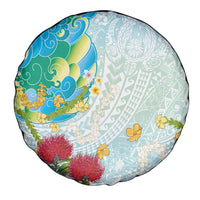 Japanese and Hawaiian Culture Fusion Spare Tire Cover Irezumi with Turtles and Lei Kakau Pattern Fresh Vibe LT03 - Polynesian Pride
