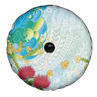 Japanese and Hawaiian Culture Fusion Spare Tire Cover Irezumi with Turtles and Lei Kakau Pattern Fresh Vibe LT03 - Polynesian Pride