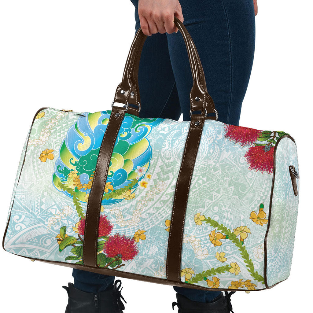 Japanese and Hawaiian Culture Fusion Travel Bag Irezumi with Turtles and Lei Kakau Pattern Fresh Vibe LT03 - Polynesian Pride
