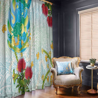 Japanese and Hawaiian Culture Fusion Window Curtain Irezumi with Turtles and Lei Kakau Pattern Fresh Vibe LT03 - Polynesian Pride