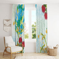 Japanese and Hawaiian Culture Fusion Window Curtain Irezumi with Turtles and Lei Kakau Pattern Fresh Vibe LT03 - Polynesian Pride