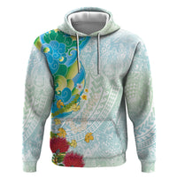Japanese and Hawaiian Culture Fusion Zip Hoodie Irezumi with Turtles and Lei Kakau Pattern Fresh Vibe LT03 Pullover Hoodie Multicolor - Polynesian Pride