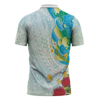 Japanese and Hawaiian Culture Fusion Zipper Polo Shirt Irezumi with Turtles and Lei Kakau Pattern Fresh Vibe LT03 - Polynesian Pride