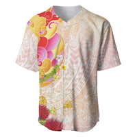 Japanese and Hawaiian Culture Fusion Baseball Jersey Irezumi with Turtles and Lei Kakau Pattern Sunset Vibe LT03 Multicolor - Polynesian Pride