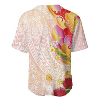 Japanese and Hawaiian Culture Fusion Baseball Jersey Irezumi with Turtles and Lei Kakau Pattern Sunset Vibe LT03 - Polynesian Pride