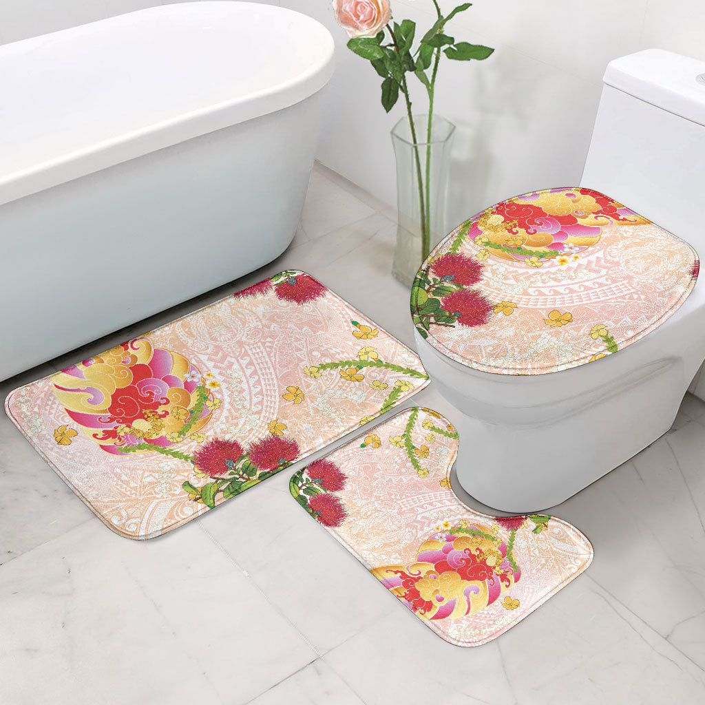Japanese and Hawaiian Culture Fusion Bathroom Set Irezumi with Turtles and Lei Kakau Pattern Sunset Vibe LT03 - Polynesian Pride