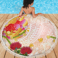 Japanese and Hawaiian Culture Fusion Beach Blanket Irezumi with Turtles and Lei Kakau Pattern Sunset Vibe LT03 - Polynesian Pride