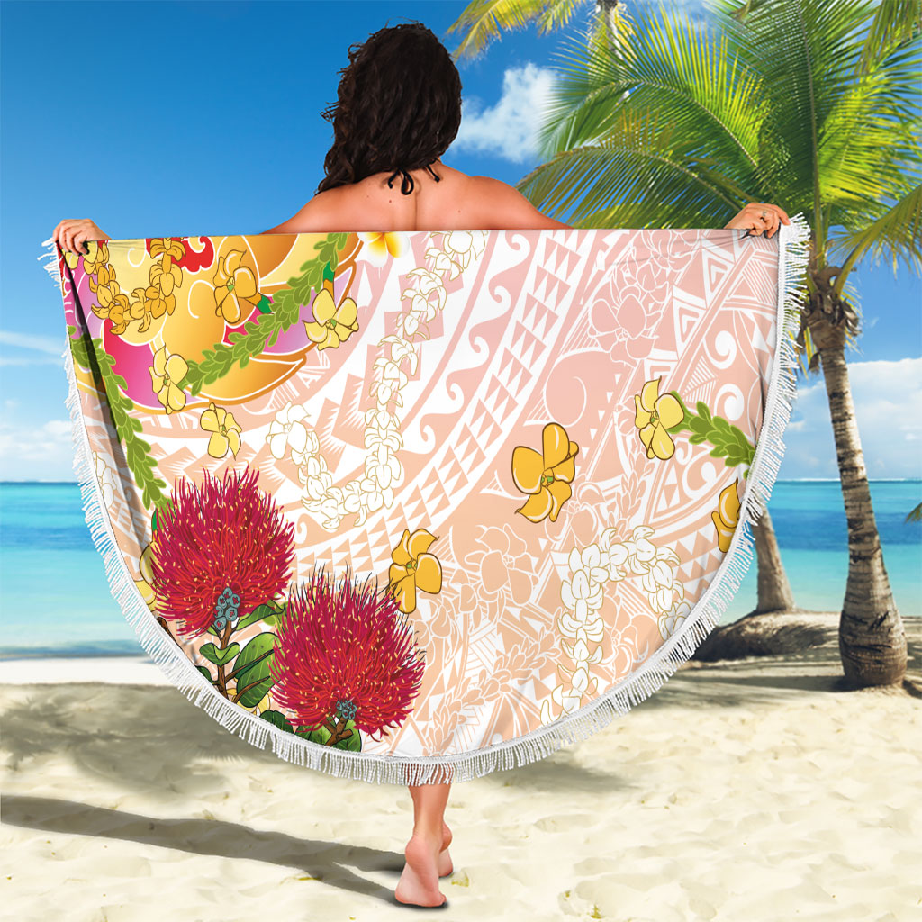 Japanese and Hawaiian Culture Fusion Beach Blanket Irezumi with Turtles and Lei Kakau Pattern Sunset Vibe LT03 - Polynesian Pride