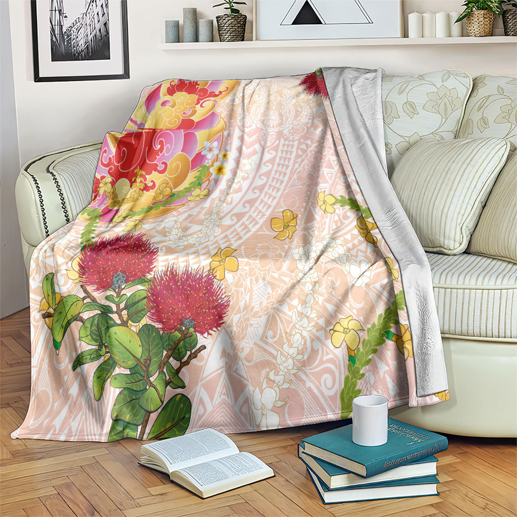 Japanese and Hawaiian Culture Fusion Blanket Irezumi with Turtles and Lei Kakau Pattern Sunset Vibe LT03 Multicolor - Polynesian Pride