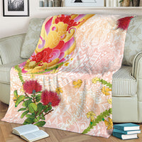 Japanese and Hawaiian Culture Fusion Blanket Irezumi with Turtles and Lei Kakau Pattern Sunset Vibe LT03 - Polynesian Pride