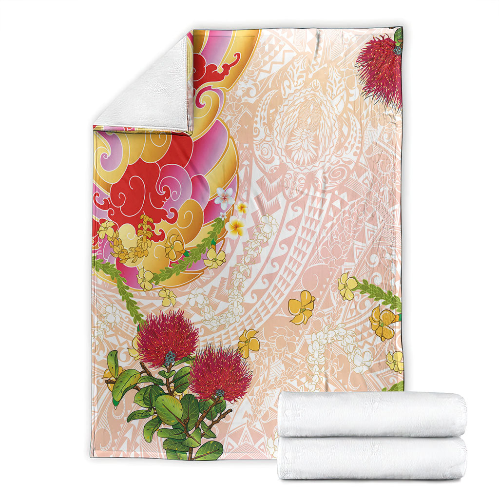 Japanese and Hawaiian Culture Fusion Blanket Irezumi with Turtles and Lei Kakau Pattern Sunset Vibe LT03 - Polynesian Pride