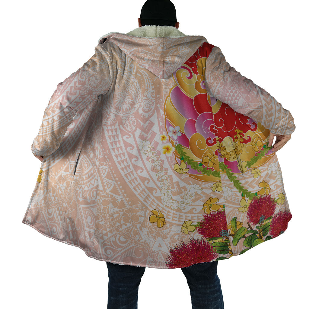 Japanese and Hawaiian Culture Fusion Cloak Irezumi with Turtles and Lei Kakau Pattern Sunset Vibe LT03 - Polynesian Pride