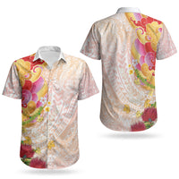 Japanese and Hawaiian Culture Fusion Couples Matching Long Sleeve Bodycon Dress and Hawaiian Shirt Irezumi with Turtles and Lei Kakau Pattern Sunset Vibe LT03 - Polynesian Pride