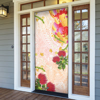 Japanese and Hawaiian Culture Fusion Door Cover Irezumi with Turtles and Lei Kakau Pattern Sunset Vibe LT03 - Polynesian Pride
