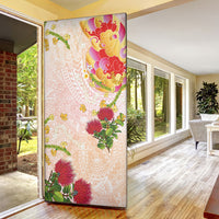 Japanese and Hawaiian Culture Fusion Door Cover Irezumi with Turtles and Lei Kakau Pattern Sunset Vibe LT03 - Polynesian Pride