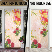 Japanese and Hawaiian Culture Fusion Door Cover Irezumi with Turtles and Lei Kakau Pattern Sunset Vibe LT03 - Polynesian Pride
